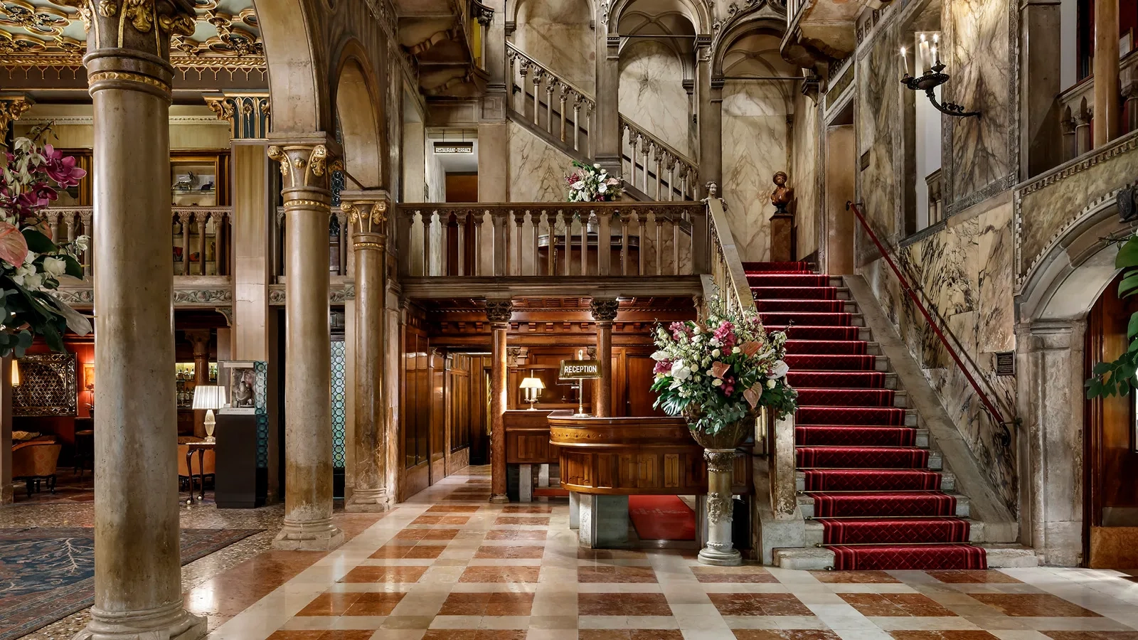 The grand lobby at the Danieli Four Seasons Hotel, Venice