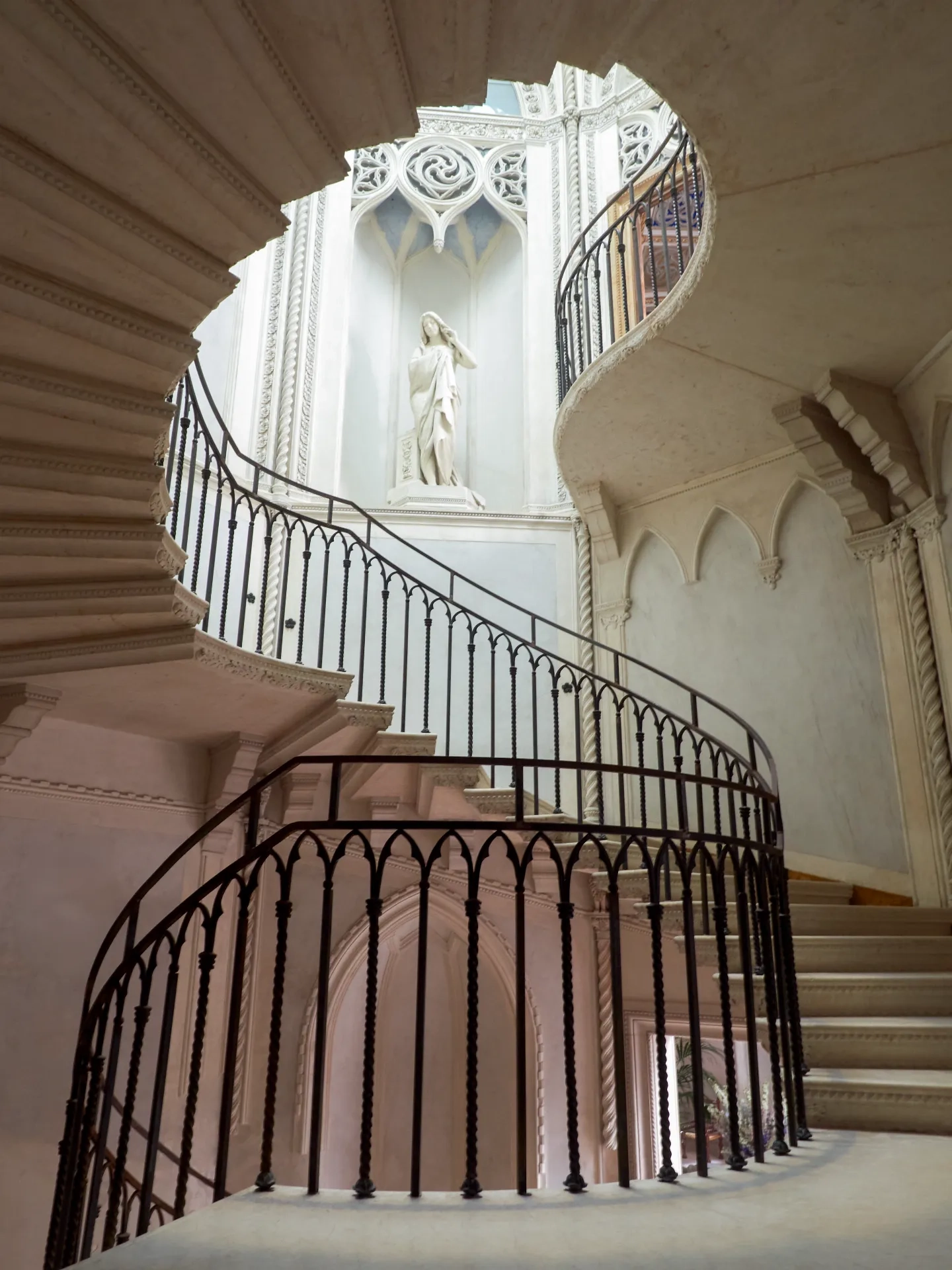 A dramatic winding staircase at Orient Express Venezia