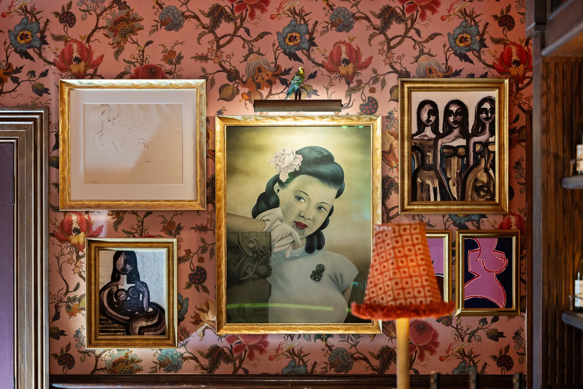 Billys Restaurant Ayrburn in Arrowtown is decorated with a bold mix of wallpapers, art and colourful furnishings.